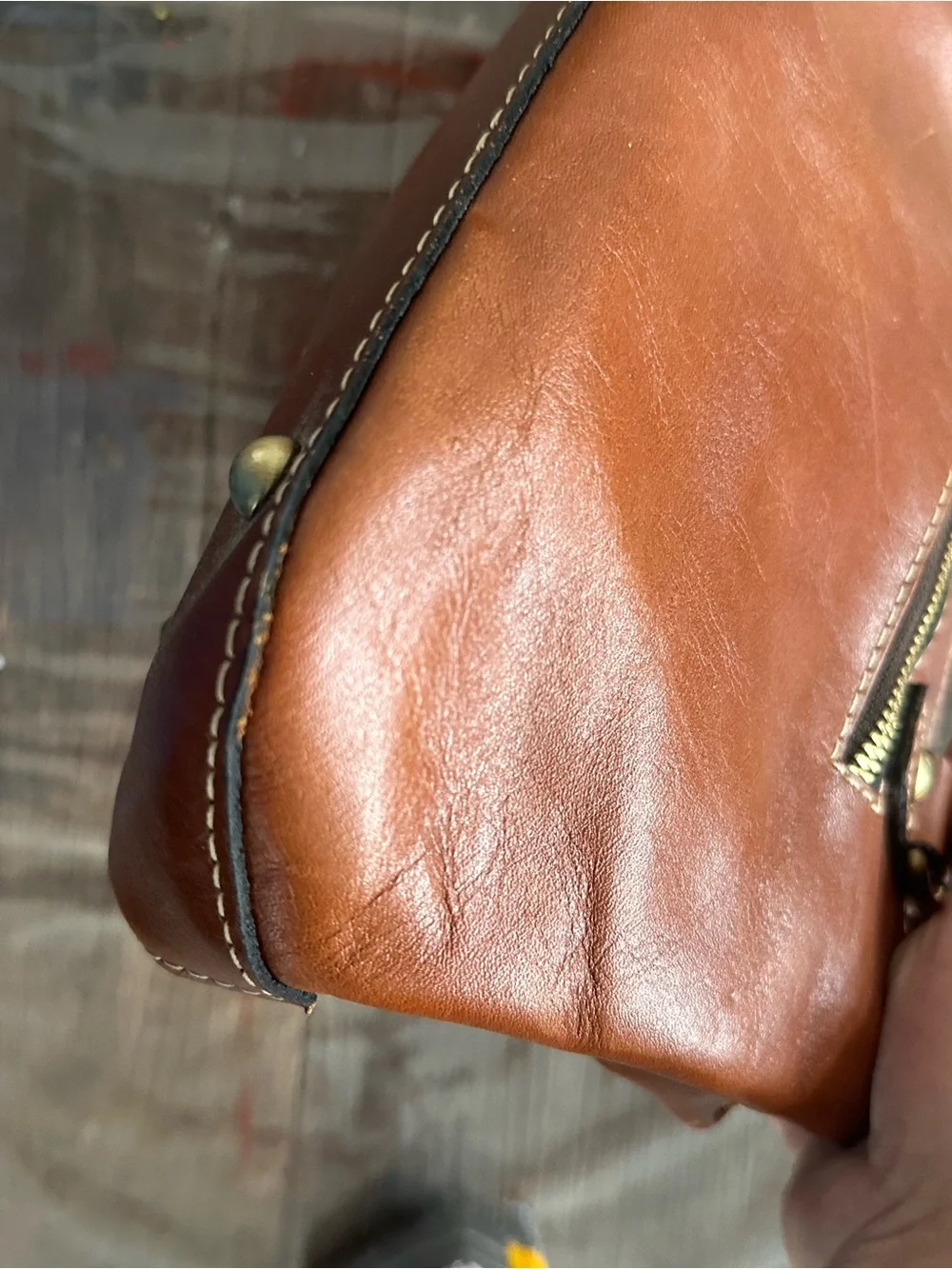 Patricia Nash Brown Leather Satchel with Multicolor Floral Embroidery
